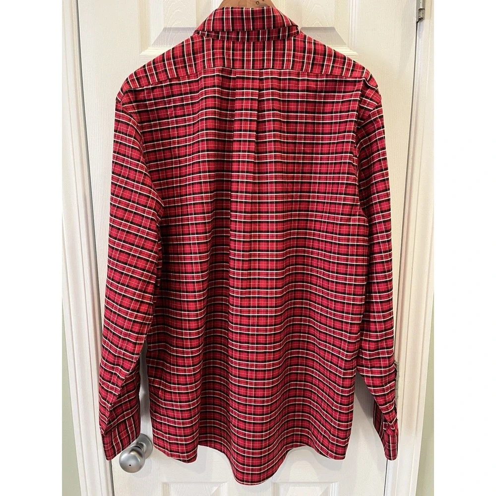 Brooks Brothers Regent XL‎ Red Plaid Long Sleeve Oxford Logo 100% Supima Cotton